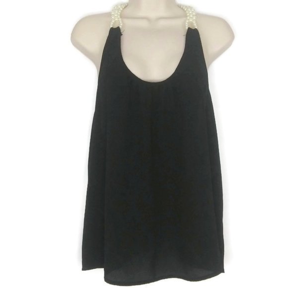 Gal Boss Faux Pearl Strap Racerback Cami Blouse - Picture 1 of 4